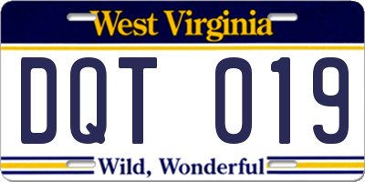 WV license plate DQT019