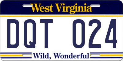 WV license plate DQT024