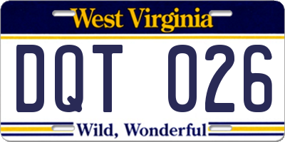 WV license plate DQT026
