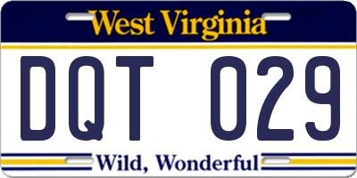 WV license plate DQT029