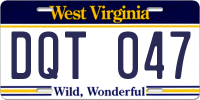 WV license plate DQT047