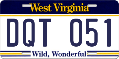 WV license plate DQT051