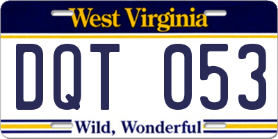 WV license plate DQT053