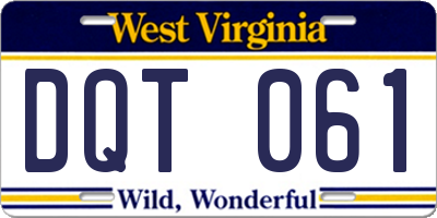 WV license plate DQT061