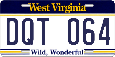 WV license plate DQT064