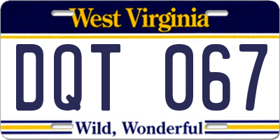 WV license plate DQT067