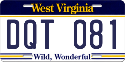 WV license plate DQT081