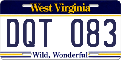 WV license plate DQT083