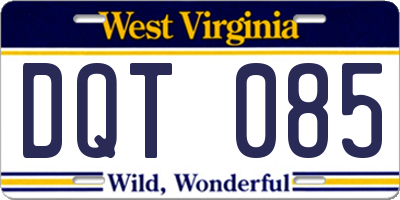 WV license plate DQT085