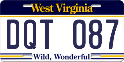 WV license plate DQT087
