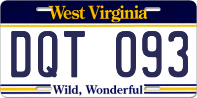 WV license plate DQT093