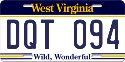 WV license plate DQT094