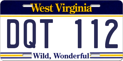 WV license plate DQT112