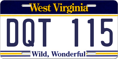 WV license plate DQT115