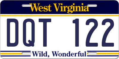 WV license plate DQT122
