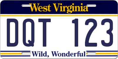 WV license plate DQT123
