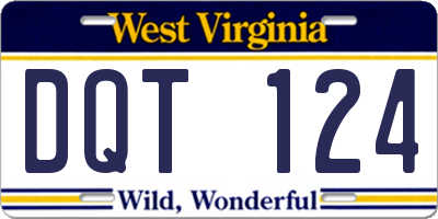 WV license plate DQT124