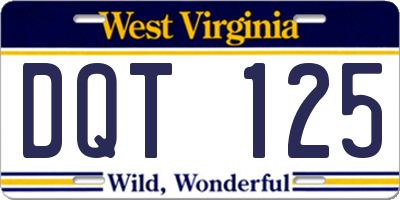 WV license plate DQT125