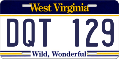 WV license plate DQT129
