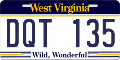 WV license plate DQT135