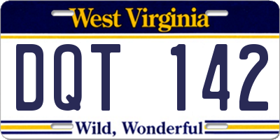 WV license plate DQT142