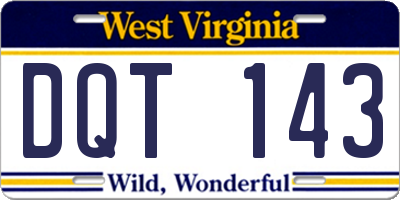 WV license plate DQT143
