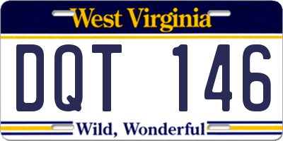 WV license plate DQT146