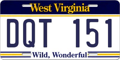WV license plate DQT151