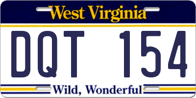 WV license plate DQT154