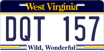 WV license plate DQT157