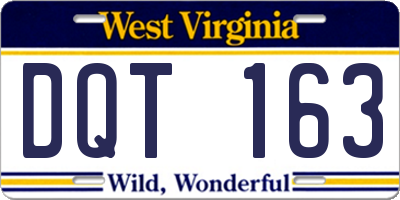WV license plate DQT163