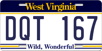 WV license plate DQT167