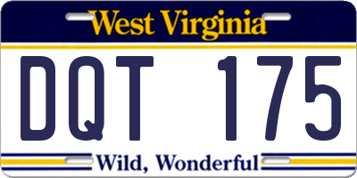 WV license plate DQT175