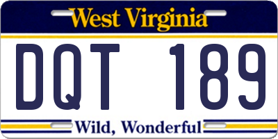 WV license plate DQT189