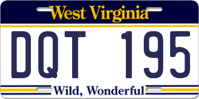 WV license plate DQT195