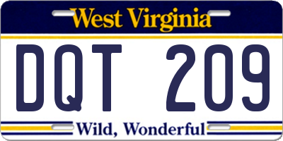 WV license plate DQT209