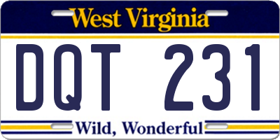 WV license plate DQT231