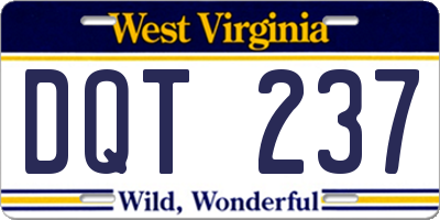 WV license plate DQT237