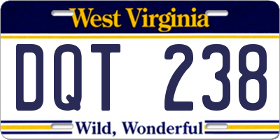 WV license plate DQT238