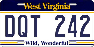 WV license plate DQT242