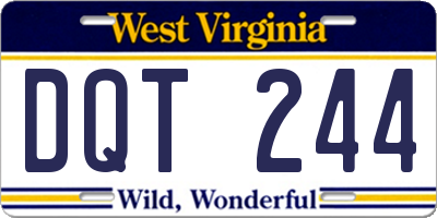 WV license plate DQT244