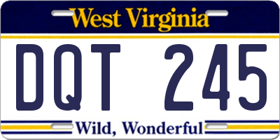 WV license plate DQT245