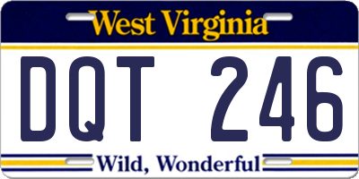WV license plate DQT246