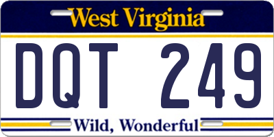 WV license plate DQT249