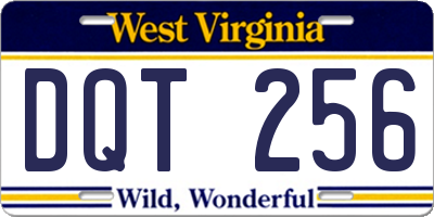 WV license plate DQT256