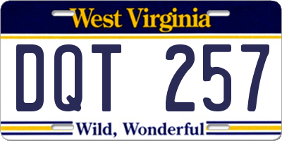 WV license plate DQT257