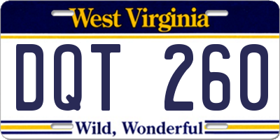 WV license plate DQT260