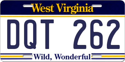 WV license plate DQT262