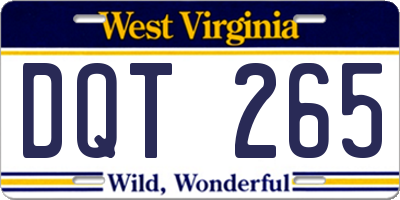 WV license plate DQT265