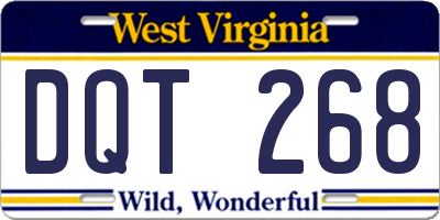 WV license plate DQT268